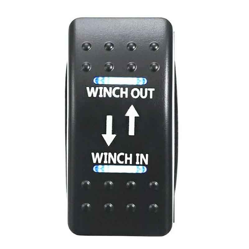 Heavy-Duty 7-Pin Blue Rocker Switch (ON)-OFF-(ON) for Winch Systems | Universal Fit | High Durability | Enhanced Visibility at Night